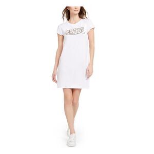 ADRIANNA PAPELL Womens White Logo Short Sleeve Jewel Neck Short Shift Dress XL